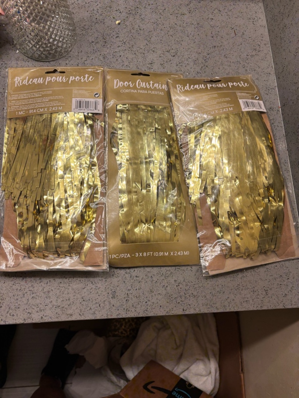 Gold Door Curtain Fringe - Metallic Party Backdrop (3) Total